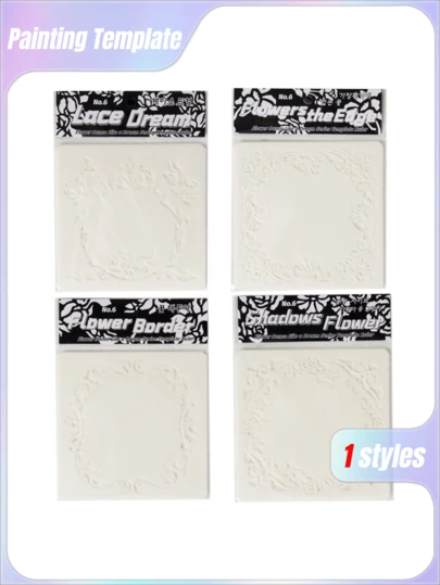 4 piezas Juego de plantillas caladas con diseño de flores y sueños PET | Suministros DIY para pintura en aerosol y diarios a través de fronteras