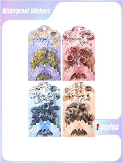 4pcs Europa Floral Ode PET Sticker Set | Cross-Border Journal Stickers For Kids & DIY Scrapbook Supplies