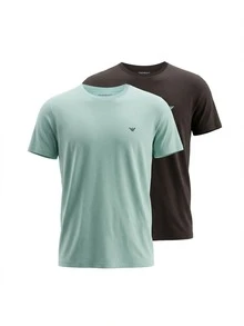 Armani 2 Pack Men's O-Neck T-Shirt Choco Surf - Choco/Surf - View 1