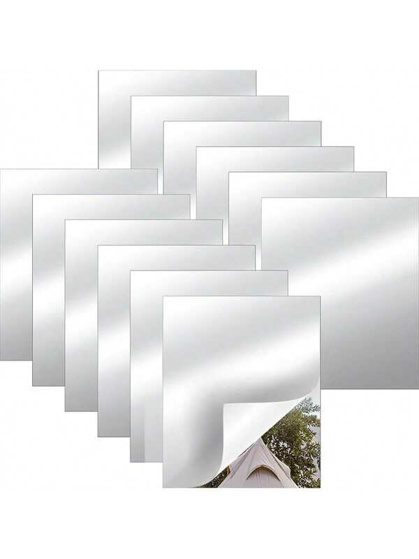 6 Piezas 10 Piezas Azulejos de espejo acrílico autoadhesivos sin marco, flexibles, sin vidrio, pegatinas de espejo rectangulares pequeñas para decoración de pared del hogar, centro de mesa, manualidades DIY