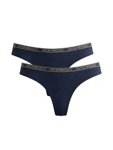 Armani 2 Pack Women's Thong - Marine/Marine - View 1