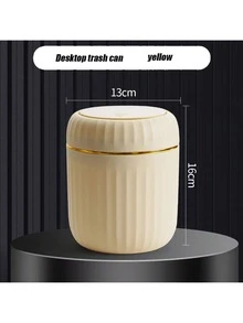 Mini Desktop Trash Can, Press Type, Living Room Desk Waste Paper Bucket, Car, Bedroom, Dining Room Desktop Trash Can - Pink/white/green/yellow - View 3