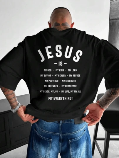 Una playera casual y básica para hombre, con diseño de jesus, estilo rudo americano, ideal para el día a día y los viajes