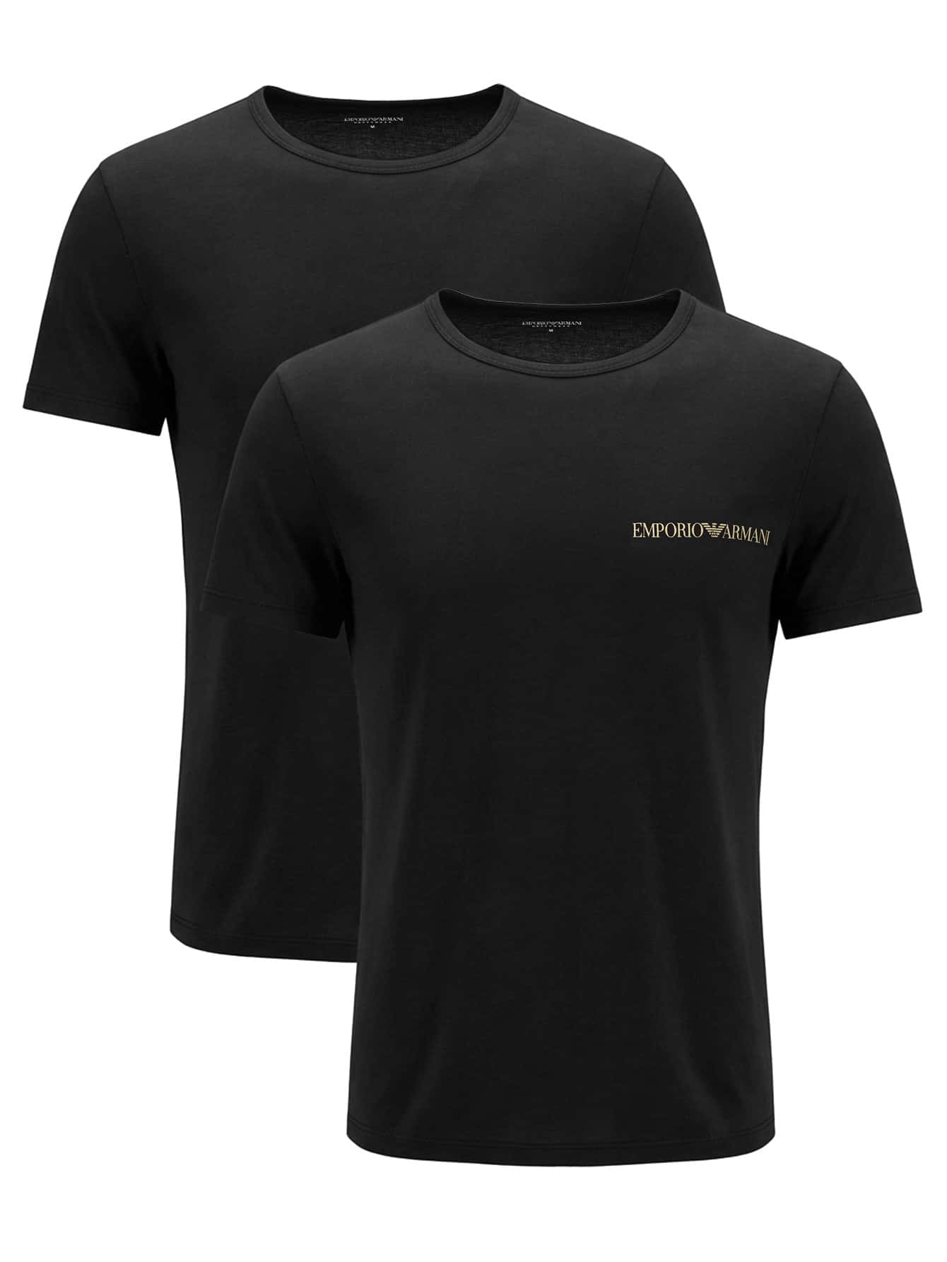 Armani 2 Pack Men's O-Neck T-Shirt Black - Black/Black - View 1