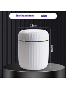 Mini Desktop Trash Can, Press Type, Living Room Desk Waste Paper Bucket, Car, Bedroom, Dining Room Desktop Trash Can - Pink/white/green/yellow - View 2