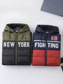 Set 2 Pieces Boy Vest With Plush Hood For Daily Use Modern Design, For Any Season. - 彩色 - 查看 3