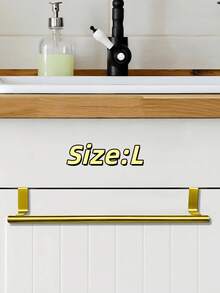 1 Kitchen Sink Towel Rack With Hooks On Cabinet Doors, No Drilling Required, Suitable For Kitchen Cabinets And Drawer Style Towel Racks, Gold Color. - Gold - View 7