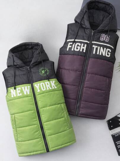 Set 3 piezas chalecos niño con capucha afelpado casual para uso diario en cualquier temporada del año