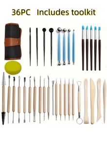 36/39/46pcs Premium Ceramic Sculpting Tool Set, Including Tool Box. Suitable For DIY Pottery Making And Creative Handmade Gifts. Artist DIY Art Supplies. Ceramic Artist Tool Kit. - Multicolor - View 6
