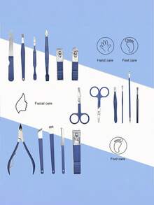Manicure And Pedicure Set, Nail Clipper Set, Nail Clipper Set, Ingrown Nail Treatment Set, Nail Scissors Set, Nail Trimmer Set, Men's And Women's Care And Grooming Tools - Blue - View 7
