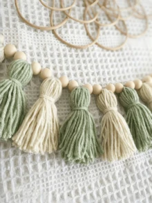 1 chiếc vòng trang trí Giáng sinh thủ công tua rua màu chuyển sắc xanh lá cây, xanh dương, xám, trắng, phong cách Bohemian, dùng treo tường trang trí nhà cửa, lớp học, dịp lễ. - Nhiều màu - Xem 6