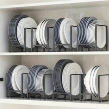 1/2PCS Space-Saving Stainless Steel Dish Rack, Vertical Plate Holder For Plates, Cutting Boards, And Pot Lids, Kitchen Organizer, Metal Material, Kitchen Storage Utensils, Room Decoration, Suitable For Kitchen, Restaurant, Party, Camping, Outdoor, Gathering, Gift For Friends, Family Gift - Multicolor - View 1