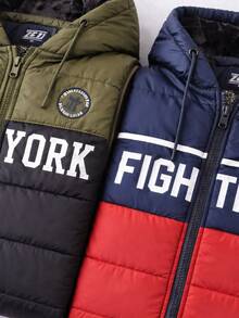Set 2 Pieces Boy Vest With Plush Hood For Daily Use Modern Design, For Any Season. - 彩色 - 查看 4