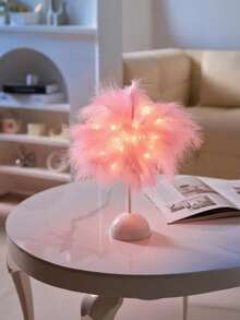 1 件粉色和白色 40LED 羽毛灯夜灯，温馨浪漫装饰夜灯，可爱风格浪漫羽毛灯，女孩卧室装饰，情人节礼物，节日礼物，适用于房间、客厅、餐桌装饰，人造羽毛 - 彩色 - 查看 8