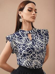 Blusa para mujer de fruncido asimétrico - Azul Marino - Ver 1