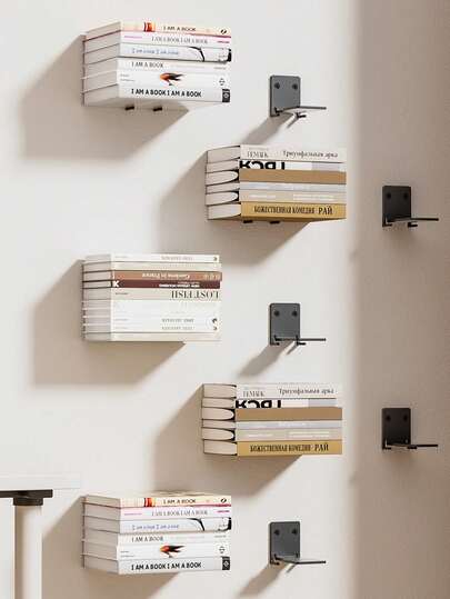 1Pc /2pcs/ 4pcs Modern Floating Wall Shelf Invisible Storage Rack For Home Office Study Space Saving No Electricity Needed