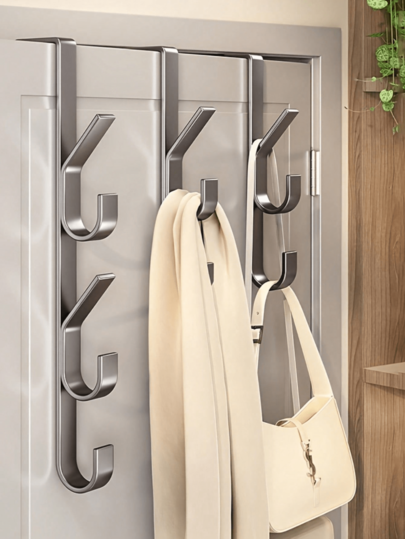 1. 简易安装门钩 - 坚固的金属衣帽钩架，无需钻孔即可将衣帽钩挂在门后。卧室门钩架，适用于悬挂衣物、帽子和包包，节省空间的设计，适用于卧室、宿舍、衣柜、公寓、鞋柜、钥匙收纳、家居用品、卧室配件