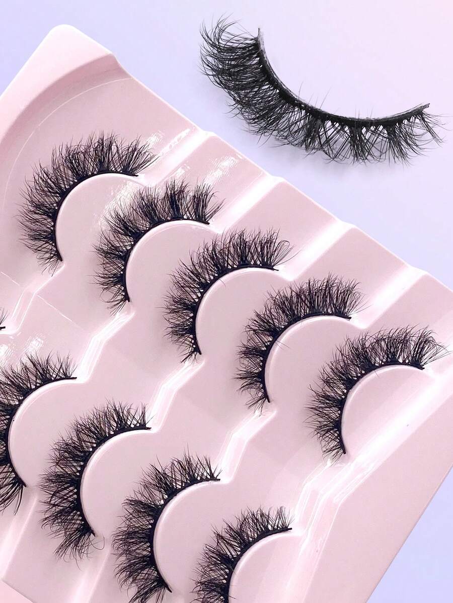 5 Pairs Fluffy Mink Effect False Eyelashes Wispy Dense Curly Lashes For Natural Glam Makeup - Criss Cross lashes - View 1
