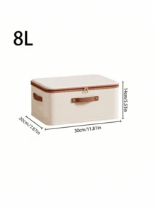 1/2 件装拉链布艺收纳盒，可折叠可水洗衣柜整理盒，带提手（米色） - 米色 - 查看 7