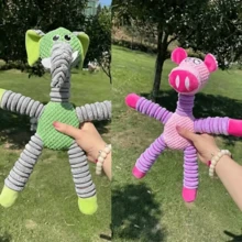 Chew Toys For Dogs - Elephant, Bear, Pig Animal Shaped Squeaky Toys For Small Pets - Multicolor - View 4