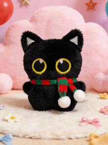 MINKOJA 3.94英寸可爱黑猫毛绒钥匙扣，大眼睛猫咪造型，可爱卡通小猫围巾款，柔软填充玩偶挂件钥匙圈，时尚背包装饰，生日礼物、儿童节礼物、感恩节礼物、复活节礼物、情人节礼物，送给孩子、朋友和女朋友 - 彩色 - 查看 10