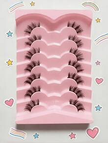 7 Pairs Half False Eyelashes Soft Natural Cat Eye Look Wispy Crisscross Fluffy Lashes For Subtle Daily Makeup - Criss Cross lashes - View 3