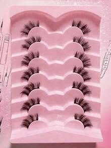 7 Pairs Half False Eyelashes Soft Natural Cat Eye Look Wispy Crisscross Fluffy Lashes For Subtle Daily Makeup - Criss Cross lashes - View 7