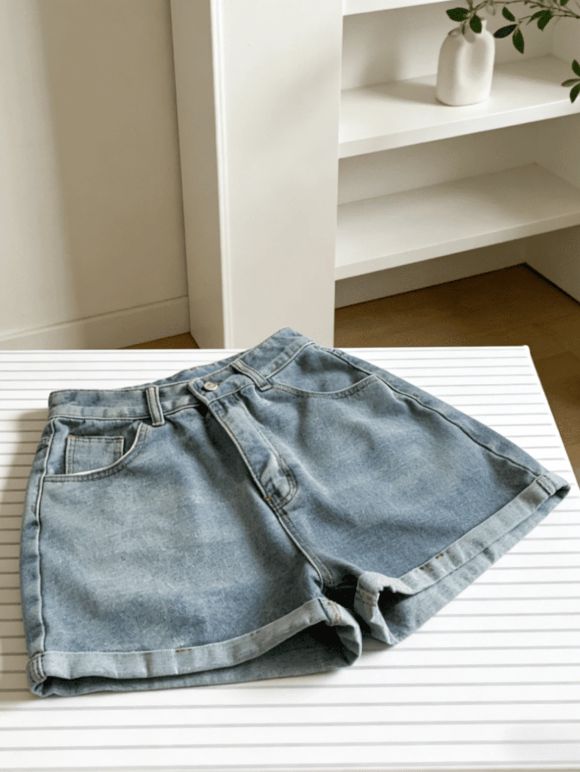 1 par de pantalones cortos vaqueros nuevos de corte holgado para mujer, la elección perfecta para el día a día. - Pantalones cortos de mezclilla 2005 - Ver 1