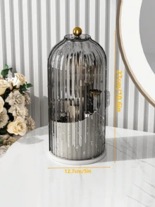 1 pièce - Boîte de rangement pour pinceaux de maquillage créative à 360°, avec couvercle noir transparent, support rotatif de bureau pour pinceaux, cylindre de rangement décoratif pour pinceaux de maquillage, porte-stylo rotatif pour coiffeuse, porte-rouge à lèvres, boîte de rangement cosmétique de bureau compartimentée anti-poussière - Multicolore - Voir 6