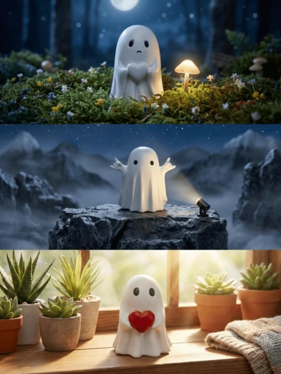 Nuevo y lindo decoración de fiesta de Halloween con fantasma blanco, decoración creativa de fantasma, pequeña decoración de escritorio para patio o estudio, decoración para patio, adecuado para Halloween, fiestas y días festivos, regalo de Halloween, decoración del hogar, decoración de Halloween, decoración de habitación, decoración de otoño