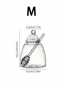 1pc Glass Honey Jar With Glass Stirring Rod - White - View 2