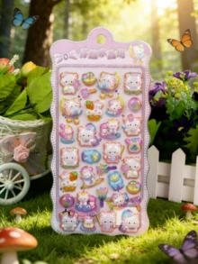 POKOJA LAND 卡通3D贴纸，可爱动物水晶贴纸，透明3D浮雕贴纸，趣味女孩贴纸 - 彩色 - 查看 4