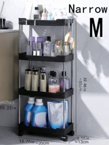 1pc 3/4-Tier Narrow Rolling Storage Cart For Bathroom - Stainless Steel Bracket Mobile Storage Rack, Easy-Sliding Wheels, Multi-Functional Gap Storage Rack, Suitable For Bathroom Organizers, Mobile Storage Cart | Modern Storage Solution - Multicolor - View 5