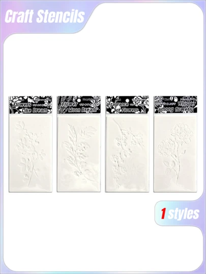 4pcs Set Flower Shadow Wind Art Stencils, Coloring Stencils, Cross-Border PET Hollow Out Drawing Stencils For Hand Newspaper