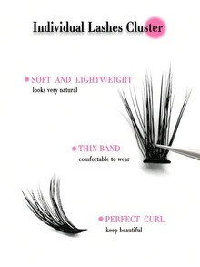 1盒240根50D蓬松自然3D单根假睫毛，长度8-16毫米，卷度0.05毫米/0.07毫米，C/D混合卷度，防水柔软轻盈，手工制作，适合日常、浓妆及派对活动。 - 黑色 - 查看 5