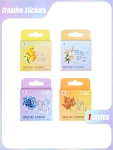 4张一套防水PET材质日记贴纸，ins风创意贴纸，剪贴簿材料纸 - 套裝 - 查看 1