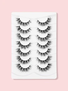 7 Pairs Natural Fox Eye False Eyelashes Soft Wispy Fluffy Lashes For Daily Natural Look Makeup - Black - View 4