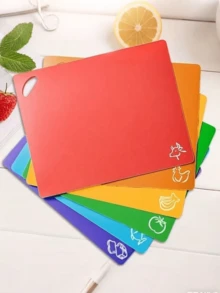 1/6/12pcs, Kitchen Plastic Cutting Board Set, Thickened Soft Cutting Mat, Non-Slip Cutting Board, With Colorful Food Patterns And Easy-Grip Handles, Kitchen Supplies, Dormitory Kitchen Accessories - Multicolor - View 9