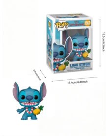 Figurine Funko POP! Vinyle, Lilo & Stitch Luau Stitch avec collier de fleurs et ananas, emballage fenêtré, n° 1567, décoration de bureau Chibi mignonne pour les fans - 1PC - Voir 2