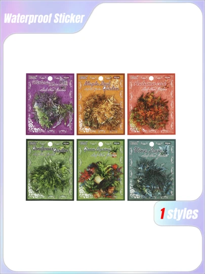 6pcs Leaf Vine Garden Vintage Waterproof PET Sticker Pack | Cross-Border Journal DIY Supplies