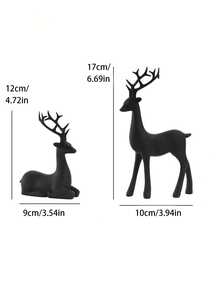 2 pezzi di cervi in resina di lusso stile nordico per decorare il soggiorno, la camera da letto, il mobile TV, il mobile bar. Sculture di cervi, ornamenti di cervi neri e accessori decorativi per le vacanze - multicolore - Visualizzare 4