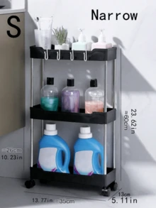 1pc 3/4-Tier Narrow Rolling Storage Cart For Bathroom - Stainless Steel Bracket Mobile Storage Rack, Easy-Sliding Wheels, Multi-Functional Gap Storage Rack, Suitable For Bathroom Organizers, Mobile Storage Cart | Modern Storage Solution - Multicolor - View 4