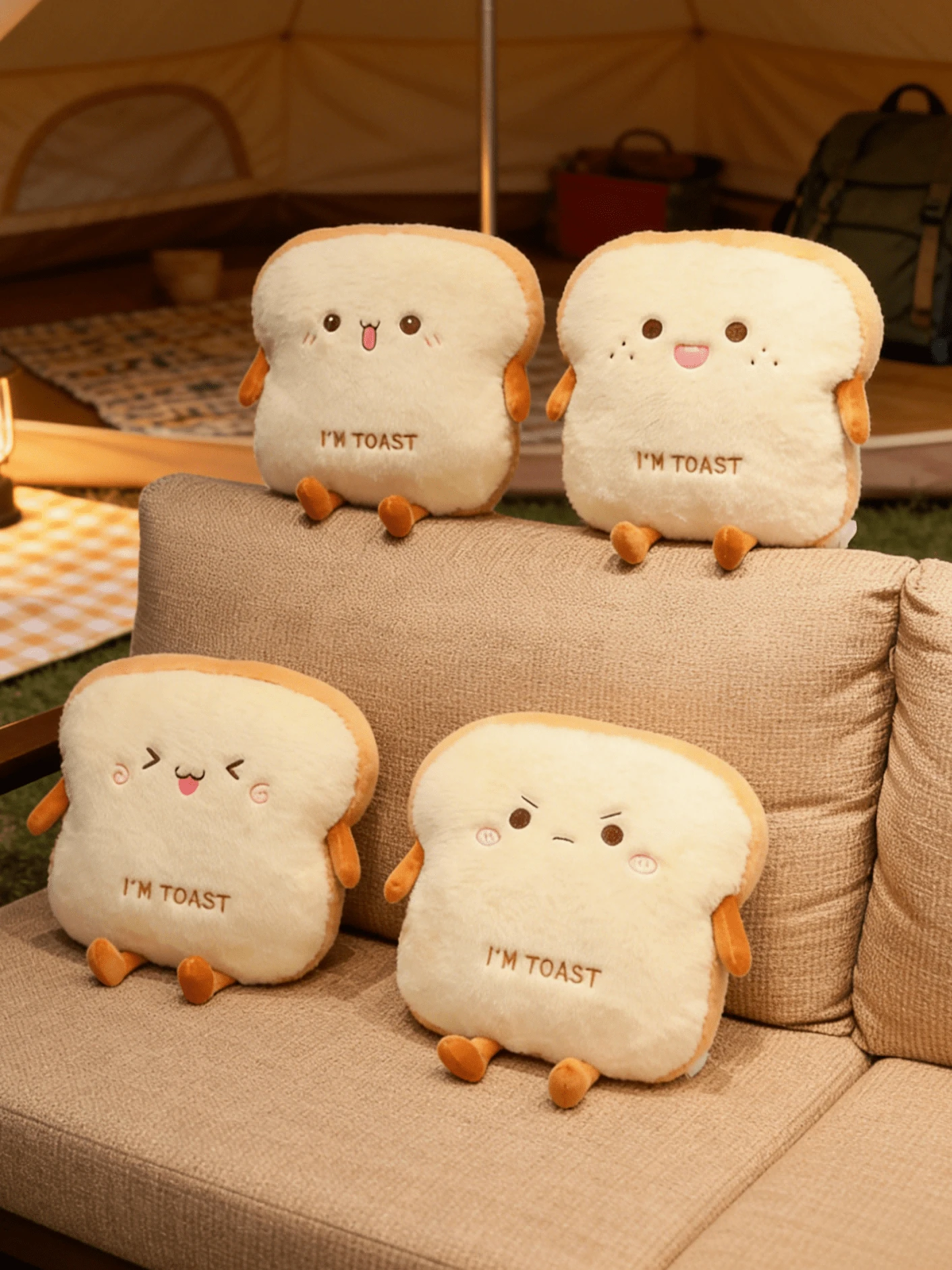 POKOJA LAND Đồ chơi nhồi bông hình bánh mì mô phỏng 16 inch, gối nhồi bông hình bánh mì, búp bê giữ ấm tay hình bánh mì, hình bánh mì dễ thương có tay chân với biểu cảm giống người, gối giữ ấm tay trang trí phòng ngủ, ghế sofa, quà tặng sinh nhật, lễ Phục sinh, Halloween, Lễ Tạ ơn, Ngày Valentine cho trẻ em. - Nhiều màu - Xem 1