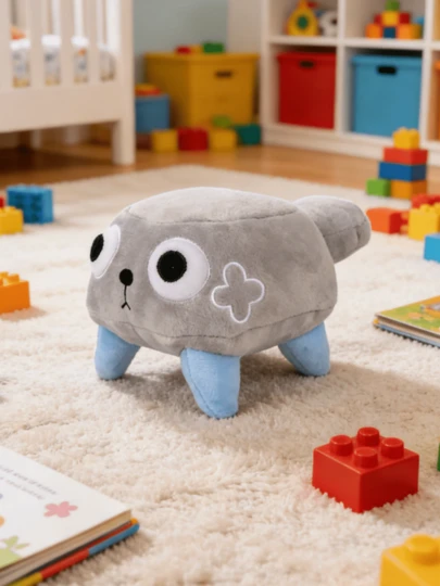 MINKOJA - BESTSELLERS Dandy's World Pebble Vee Rodger Flutter 灰色凳子造型毛绒玩具，创意个性化桌面床面摆件，粉丝完美礼物，派对礼物、生日礼物和节日礼物的理想之选。