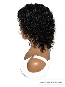 8 Inch Pixie Cut Wig Human Hair Short Bob Wigs For Women Natural Color Water Wave Human Hair Wig None Lace Front Wig With Full Machine Made Wig - Natural Black - View 7