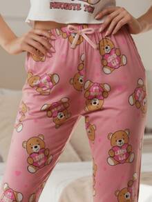 Women's 2-Piece Pajama Set, Printed Pants And Spaghetti Strap Blouse - D18 - View 6
