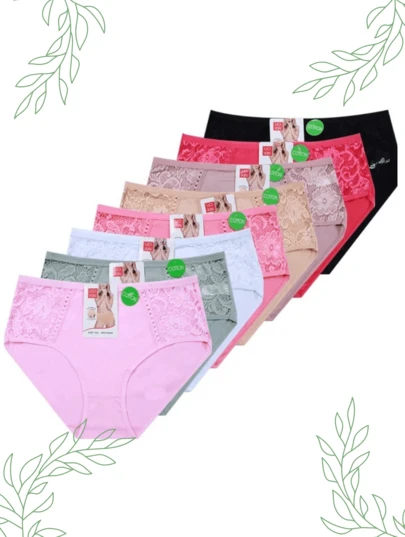 6 bragas curvy  Bikini pantaleta De Dama Tallas Grandes de algodón 3/4 surtido en colores y estampados
