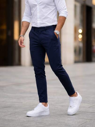 MODA MANIA Pantalón Jogger Tipo Chino para Hombre - Corte Slim Fit Elástico con Cintura Ajustable y Bolsillo con Cremallera - Estilo Casual de Negocios y Oficina - Suave y Transpirable
