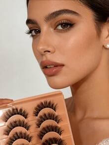 10 Pairs Soft Fluffy Natural 3D Mink Lashes Long False Eyelashes Makeup Set For Volume Extension Short Daily Wear - Natural Lashes - View 2