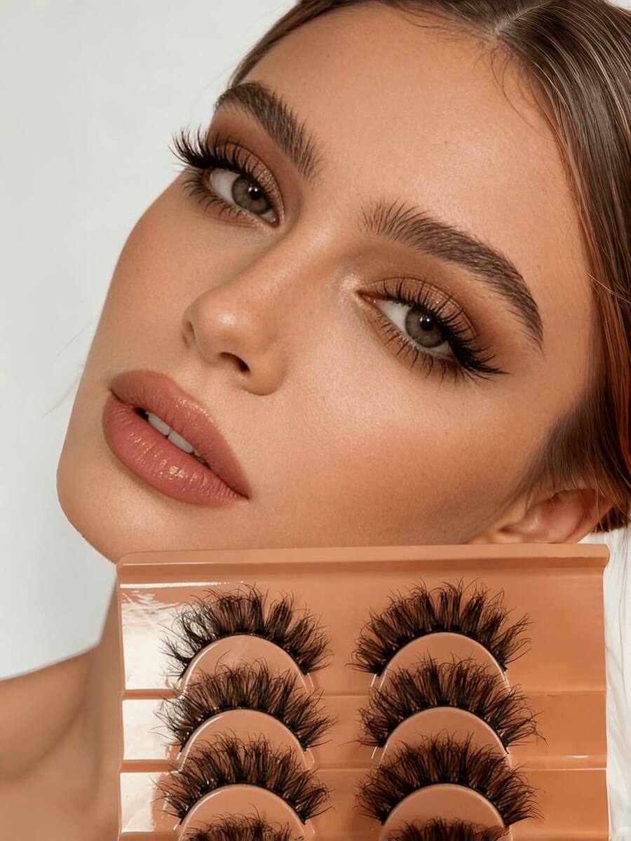 10 Pairs Soft Fluffy Natural 3D Mink Lashes Long False Eyelashes Makeup Set For Volume Extension Short Daily Wear - Natural Lashes - View 1